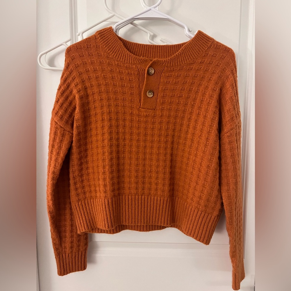Korean New women cute orange crew neck